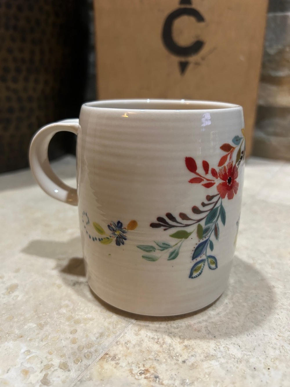 ANTHROPOLOGIE Starla Halfmann Initial L Floral Flowers Ceramic Coffee tea mug - Picture 3 of 6